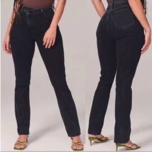 Abercrombie & Fitch The 90s Slim Straight UltraRise Black Crossover Waist 35/20R